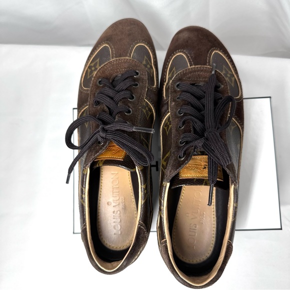 Louis Vuitton Brown Suede LV Monogram Canvas sneakers Size 36 US 6 6.5 7 *read - Picture 5 of 10